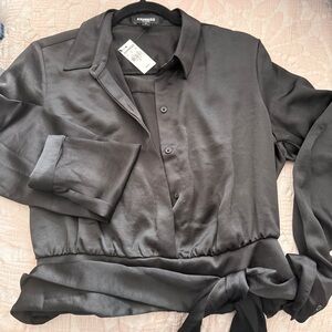 Express Women's Black Satin Blouse